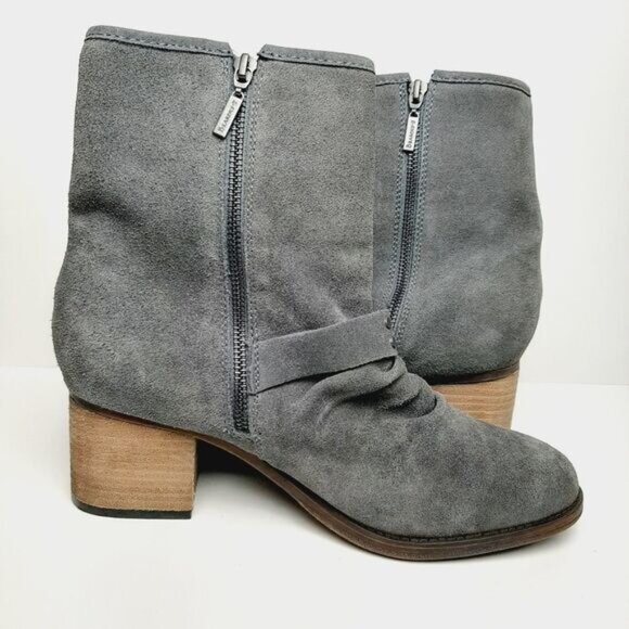 BEARPAW / Amethyst Genuine Suede Heeled Winter Bootie Lined Block Heel Grey 11 - Picture 11 of 16